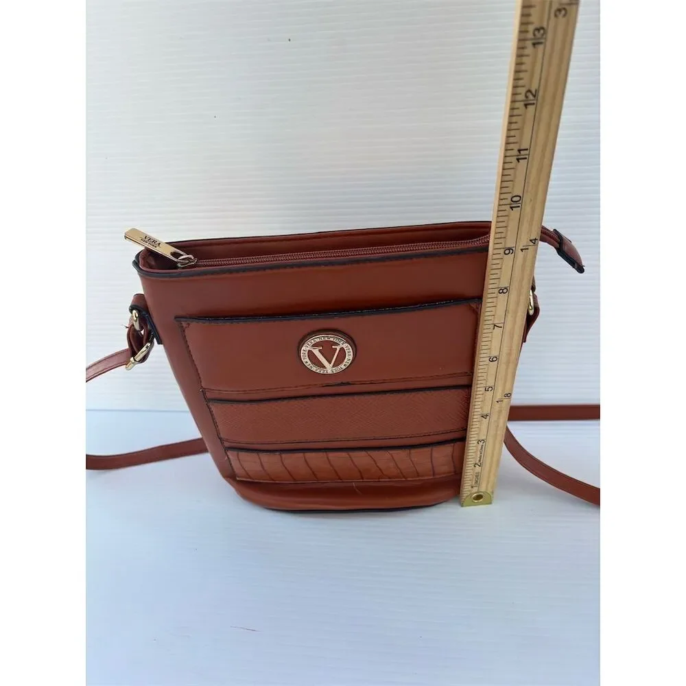 Vera Wang New York Women's Brown Crossbody Purse Adjustable Strap‎ Casual
